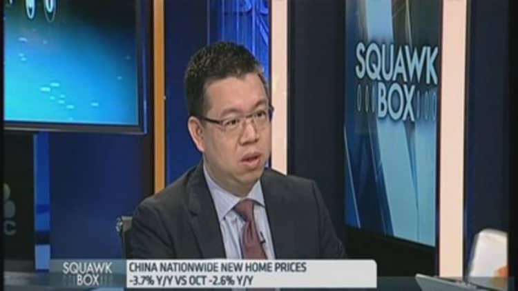 China house prices fall for third month
