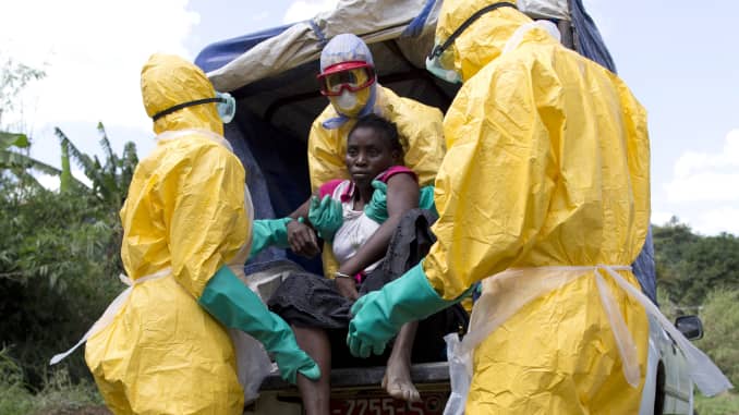 Premium: Ebola health workers near Macenta Guinea 141121