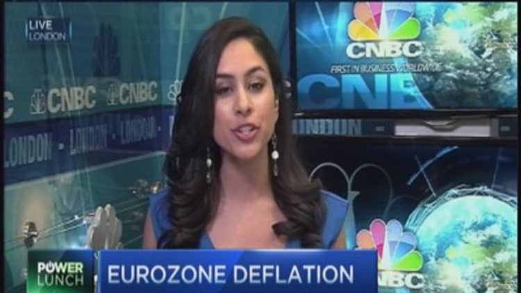 Euro zone inflation turns negative
