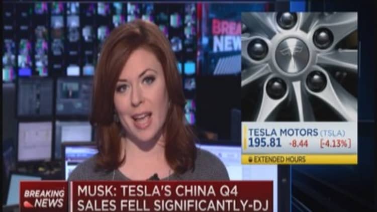 Tesla's Musk: Q4 China sales declined significantly