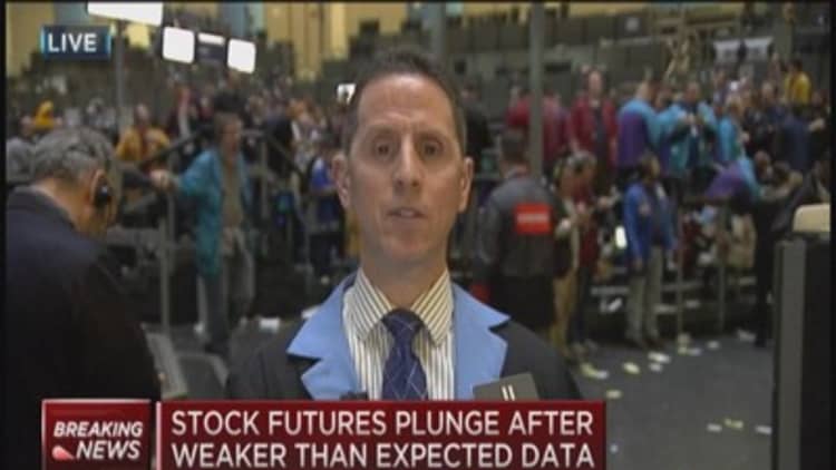 Stock futures plunge after weak data