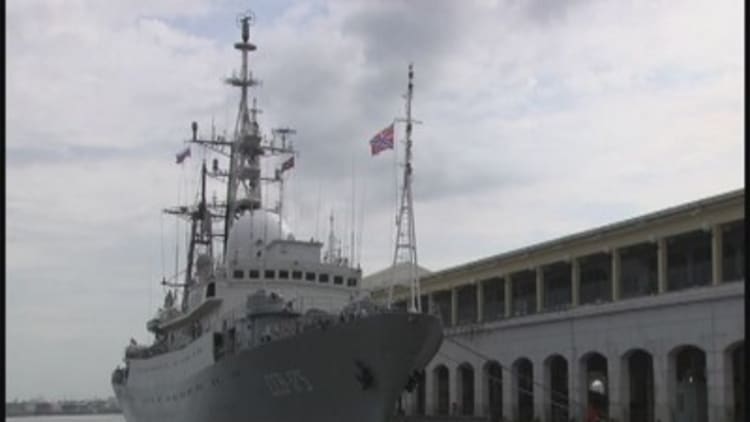 Russian warship docks in Cuba before US talks