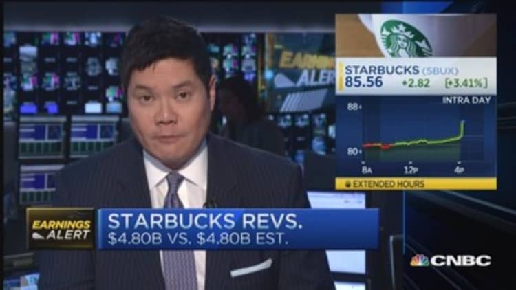 Starbucks EPS & revenue on target