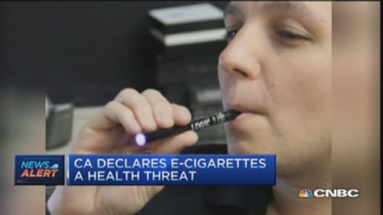 CA declares e-cigs a health threat