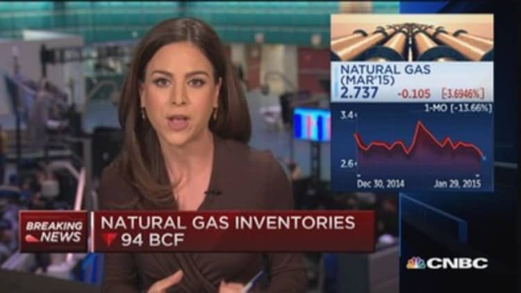 Nat gas inventories down less than expected