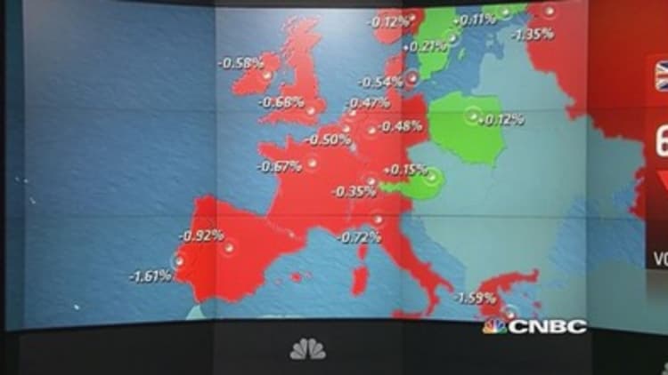 Europe ends lower after euro zone deflation deepens