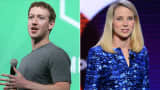 Facebook CEO Mark Zuckerberg and Yahoo CEO Marissa Mayer