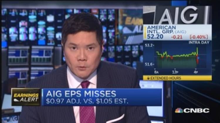AIG reports EPS miss 