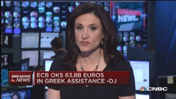 ECB approves 63.8 billion euros in Greek assistance: DJ 