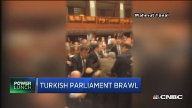 Turkish Parliament fight