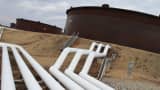 Pipeline and crude storage tanks in Cushing Oklahoma.