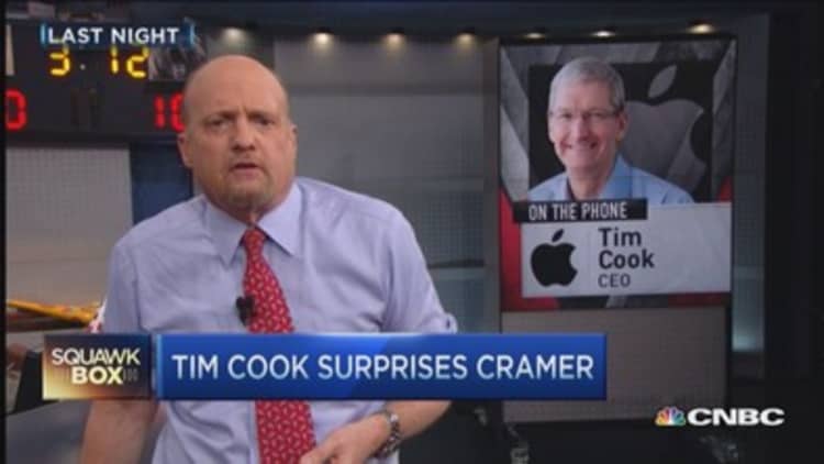 Cramer shocked by Tim Cook's call