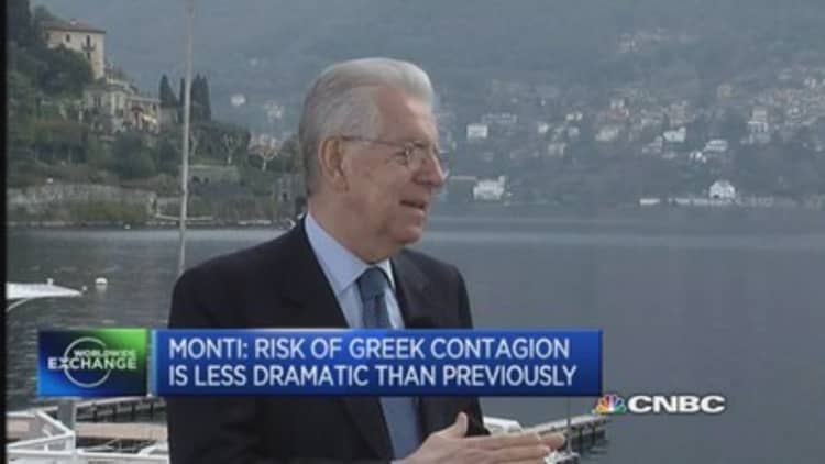 Monti: Greek contagion is now less explosive
