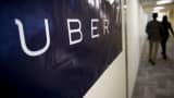 Uber Technologies signage hangs at a company office