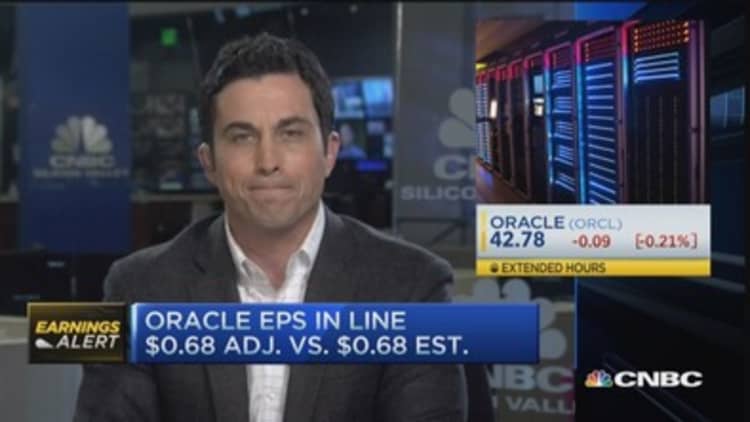 Oracle EPS in line, revenue misses
