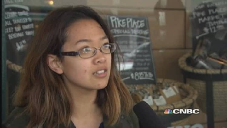 Customers outside first Starbucks on 'race together'