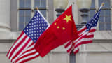 U.S. and China flags along Pennsylvania Avenue in Washington, D.C. on Jan. 17, 2011.