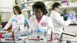 DuPont research scientists at work in a biobutanol molecular biology lab
