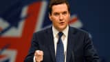 UK Chancellor of the Exchequer George Osborne speaks at a Conservative Party Conference.