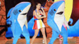 Katy Perry performs during the Super Bowl XLIX halftime show in Glendale, Ariz., Feb. 1, 2015.