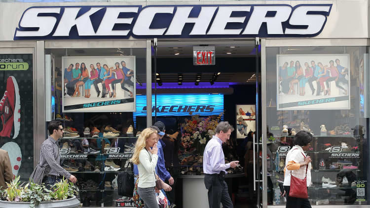 Skechers shares running higher