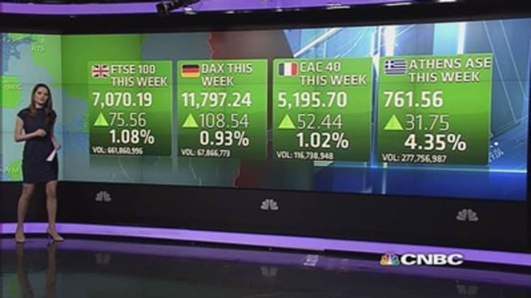 Europe shares end higher on earnings; Greece up 3%