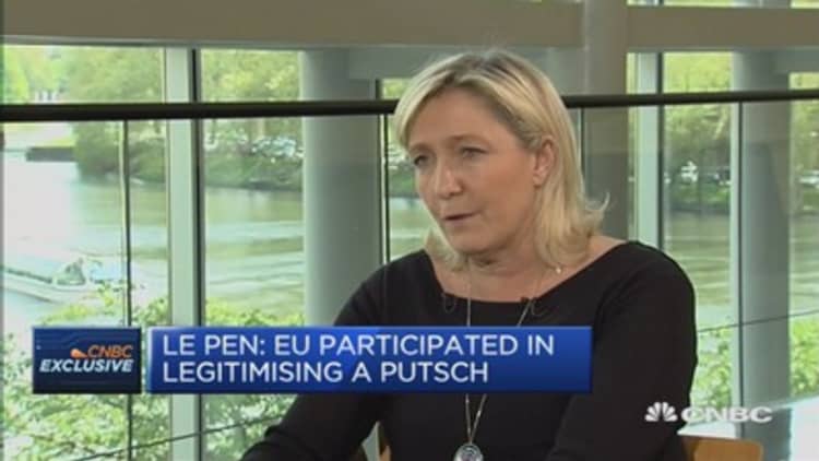 EU to blame for Crimea annex: Marine Le Pen