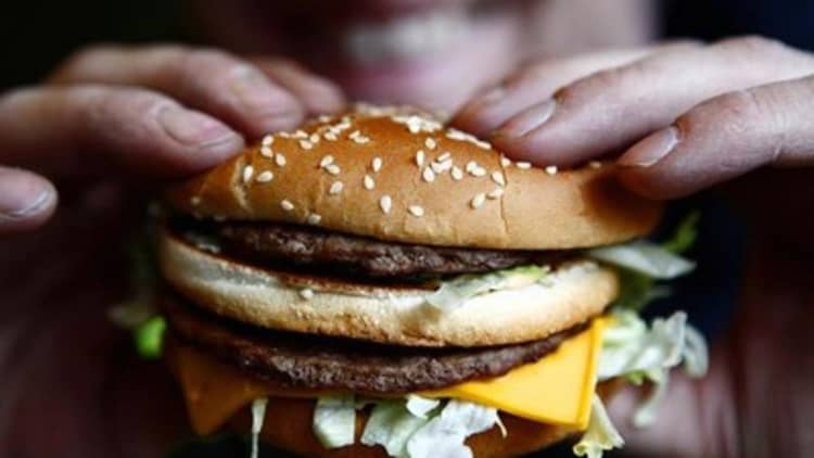 McDonald's menu by calories and weight