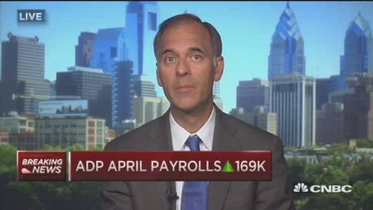 ADP April payrolls up 169K