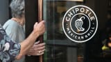 Customers enter a Chipotle restaurant in New York