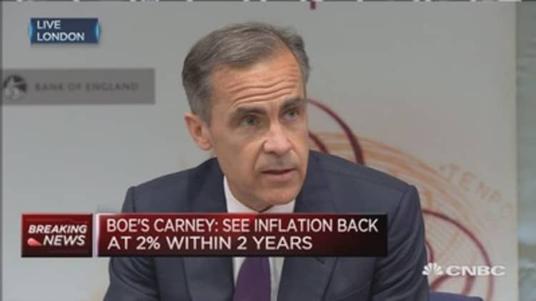 BoE: Inflation back at 2% in 2 years
