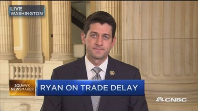 Rep. Ryan: Getting Dems through trade 'snafu'