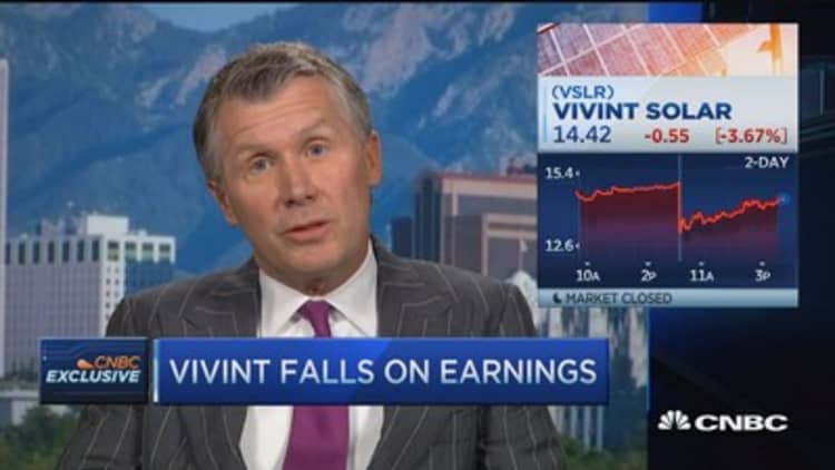 Vivint falls on earnings; CEO calls quarter great