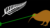 "Fire the Lazar!" ('The laser beam projects a powerful image of New Zealand.')