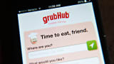 A GrubHub app on a mobile phone