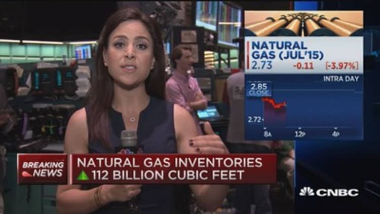 Nat gas inventories up 112 bcf