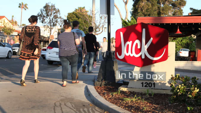 CNBC: Jack In the Box pedestrians walking