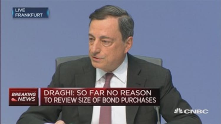 Draghi: No reason to review size of bond purchases
