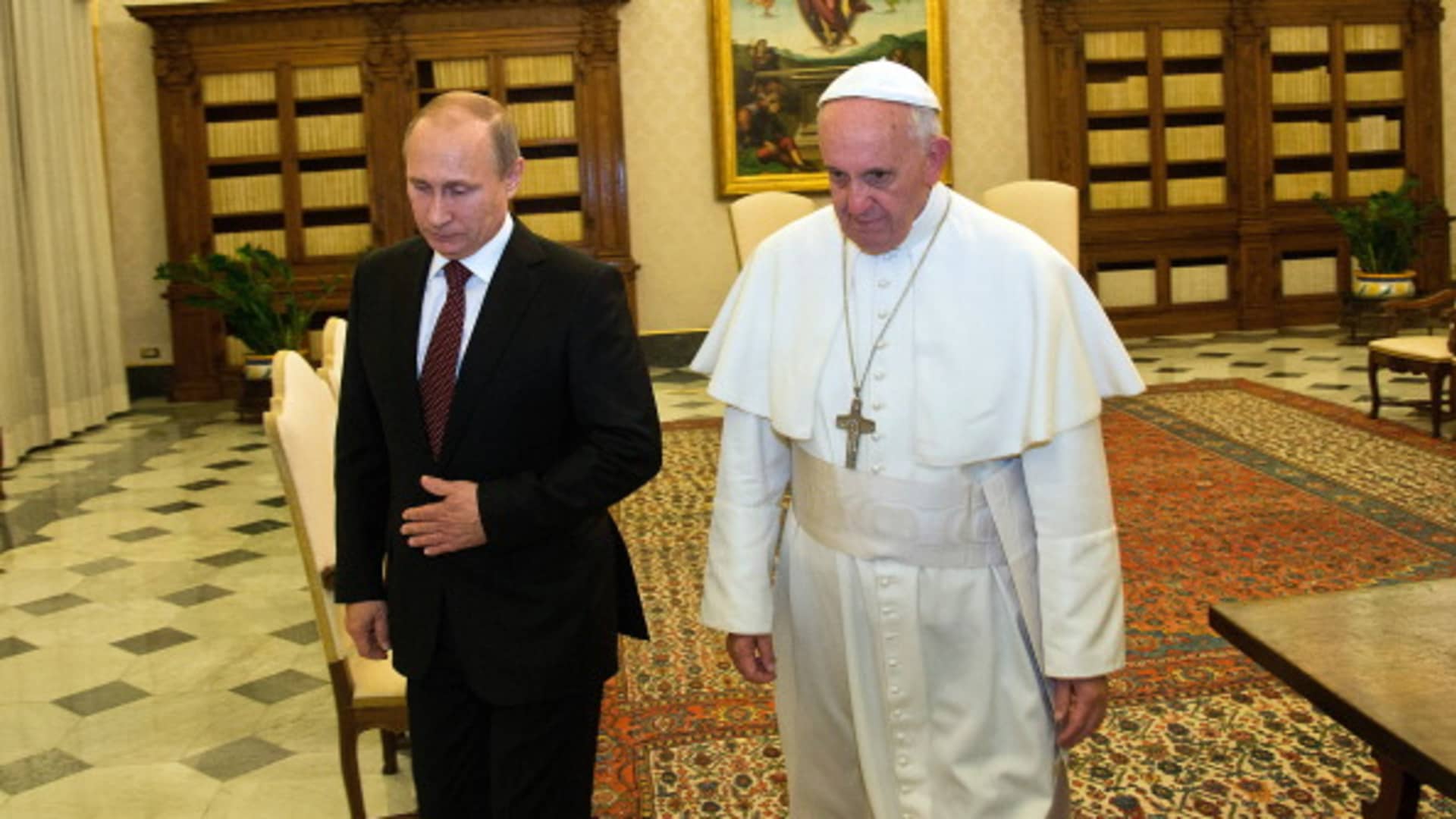 Pope Francis meets Russian President Vladimir Putin in 2013