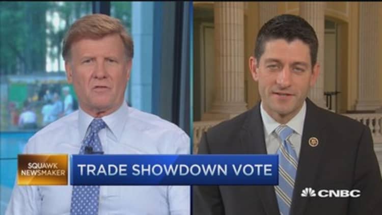 We have votes for TPA: Rep. Ryan