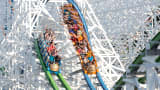 The Twisted Colossus roller coaster at Six Flags Magic Mountain in Valencia, Calif.