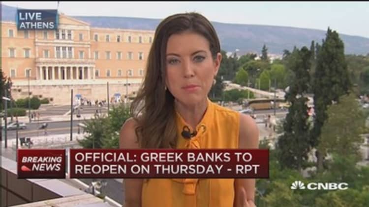 Greek banks to reopen on Thursday: Report