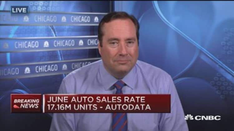 June auto sales rate 17.16M units: Autodata
