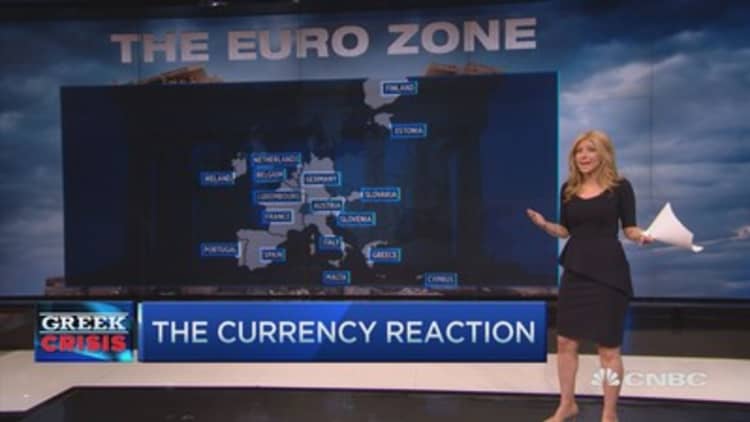 Euro sinks on Greek vote
