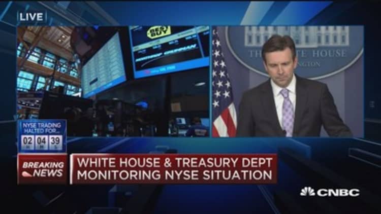 White House: President briefed on NYSE halt