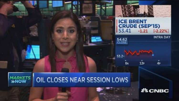 Oil closes near session lows