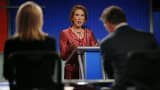 Republican presidential candidate and former Hewlett-Packard CEO Carly Fiorina responds to a question at a Fox-sponsored forum for lower polling candidates held before the first official Republican presidential candidates debate of the 2016 U.S. presidential campaign in Cleveland, Ohio, August 6, 2015.