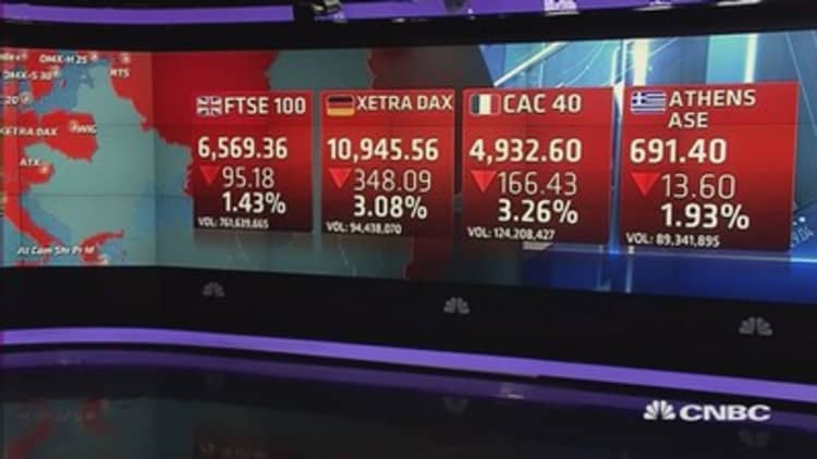 Europe ends sharply lower on China's intervention