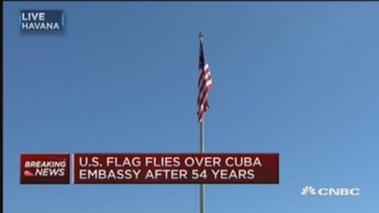 US flag flies over Cuba Embassy for first time in 54 years