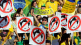 Demonstrators protest against Brazilian President Dilma Rousseff, calling for her impeachment, in Sao Paulo.